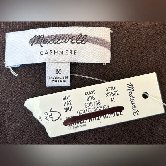 NWT Madewell Cashmere V-Neck Sweater Vest in Molasses Brown, Size Medium - Picture 9 of 11